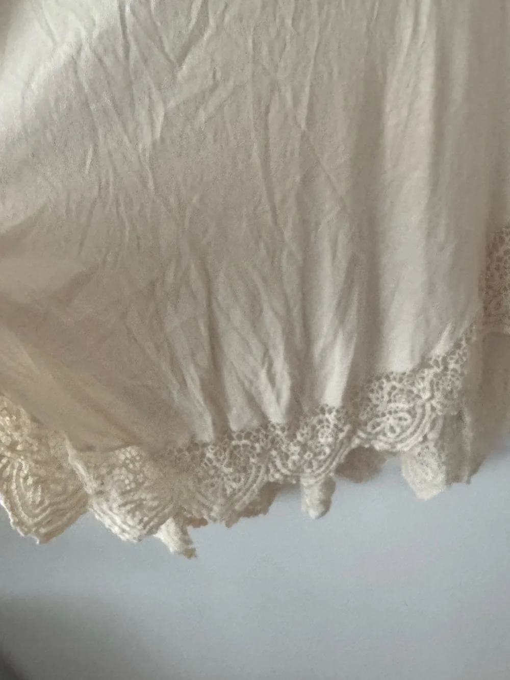 Free People Cream Lace-Trim Long Sleeve Tee